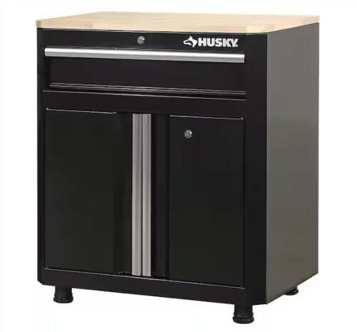 Husky 24-Gauge Steel 1-Drawer 2-Door Garage Base Cabinet, 28 in. W x 32.8 in. H x 18.3 in. D - Dented Back Corner - Lot 36