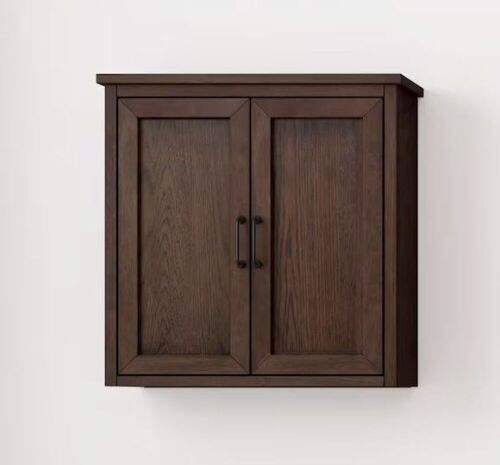 Home Decorators Collection Alster 25 in. W x 26 in. D x 8 in. H Bathroom Storage Wall Cabinet in Brown Oak - Lot 111