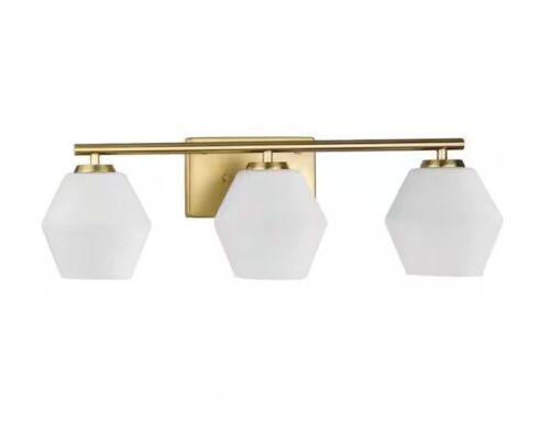 Progress Lighting Copeland Collection 24 in. 3-Light Brushed Gold Vanity Light with Etched Opal Glass Shades - Lot 875