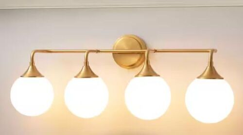 Deyidn 30.71 in. 4-Light Gold Vanity Light with Milk White Glass Shade - Lot 677