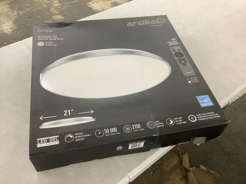 Artika Europa 21 in. 1-Light Modern Silver Integrated LED 3 CCT Flush Mount Ceiling Light - Lot 893