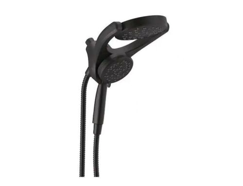 Delta HydroRain Two-in-One 4-Spray Patterns 6 in. Wall Mount Dual Shower Heads with MagnaTite in Matte Black - Lot 538