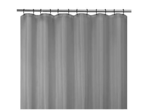 Lot of (6) Zenna Home 72 in. W x 70 in. L 100% Waterproof Striped Fabric Shower Curtain Liner in Grey - Lot 624