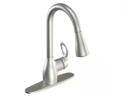 MOEN Kleo Single-Handle Pull-Down Sprayer Kitchen Faucet with Reflex and Power Clean in Spot Resist Stainless - Lot 629