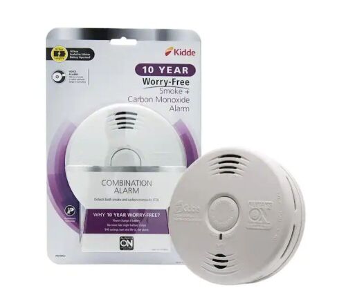 Kidde 10-Year Worry Free Smoke & Carbon Monoxide Detector, Lithium Battery Powered with Photoelectric Sensor and Voice Alarm - Lot 633