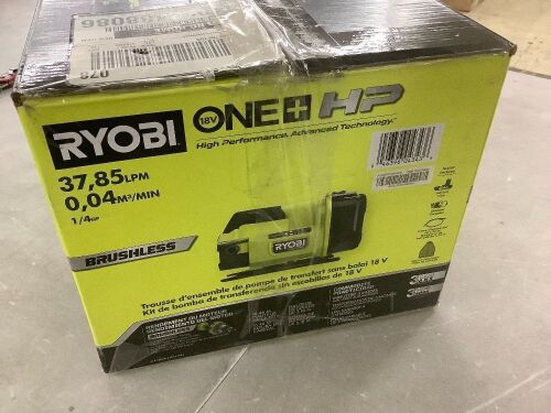 RYOBI ONE+ HP 18V 1/4 hp Cordless Battery Powered Transfer Pump - No Battery  - Lot 727