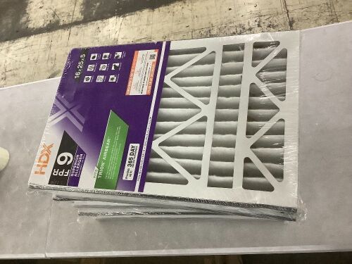 Lot of (3) HDX 16 in. x 25 in. x 5 in. Trion AirBear Replacement Pleated Air Filter FPR 9, MERV 13 - Lot 739
