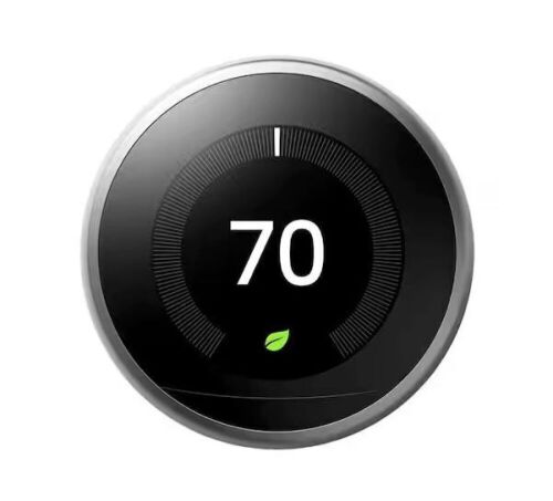 Google Nest Learning Thermostat - Smart Wi-Fi Thermostat - Stainless Steel - Lot 823