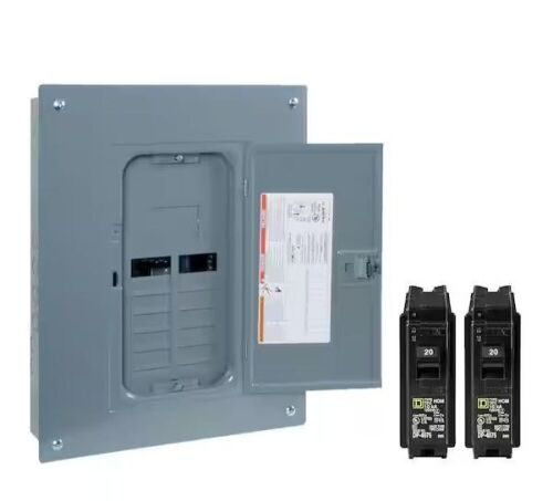 Square D Homeline 125Amp 12-Space 24-Circuit Indoor Main Lug plug on neutral Electrical Panel w/Cover,Ground Bar HOM1224L125PGCVP - Lot 831