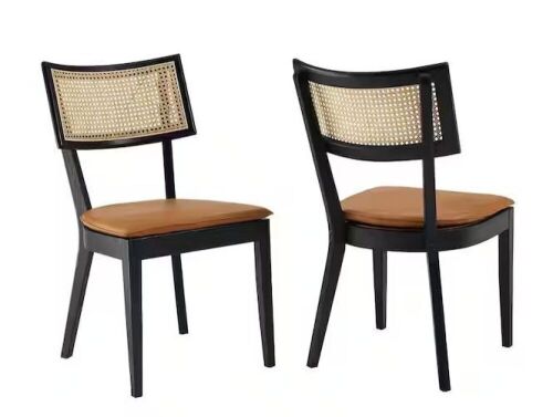MODWAY Caledonia Faux Leather Upholstered Wood Dining Chairs, Set of 2  - Lot 117