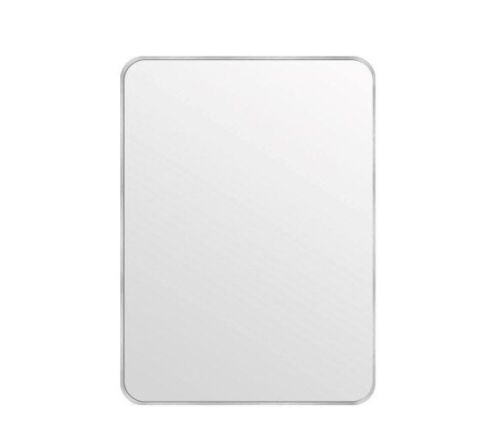 22 in. W x 30 in. H Silver Vanity Rectangle Wall Mirror Aluminum Alloy Frame  - Lot 341