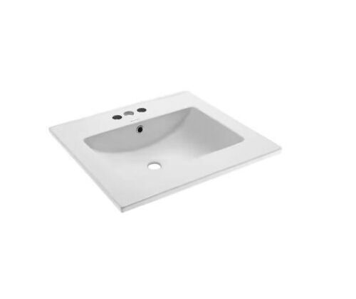 Swiss Madison 24 in. Ceramic Vanity Top with 3-Faucet Holes with White Basin - Lot 577