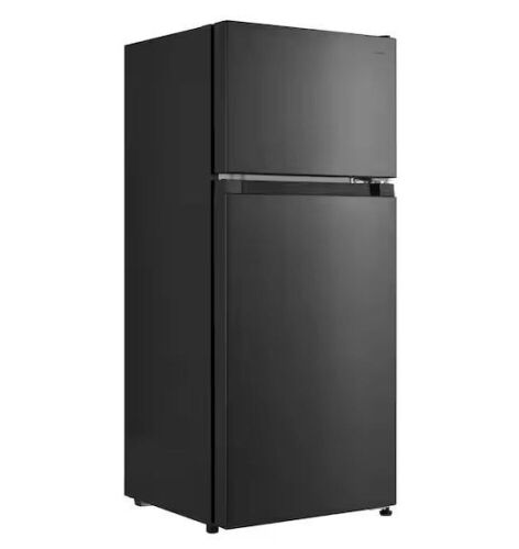 Vissani 4.5 cu. ft. 2-Door Mini Refrigerator in Black with Freezer - Small Dent in Back - Lot 65