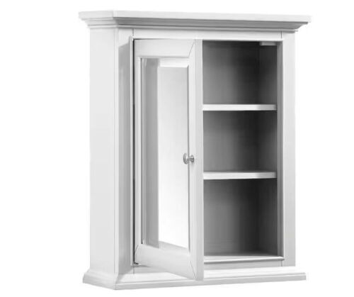 Home Decorators Collection Windlowe 24 in. W x 28 in. H Rectangular Wood Framed Wall Bathroom Vanity Mirror in White finish - Lot 140