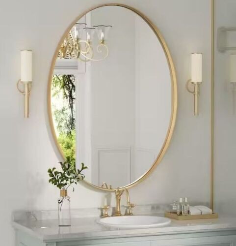 PAIHOME 24 in. W x 36 in. H Large Oval Metal Framed Wall Mirror - Lot 143