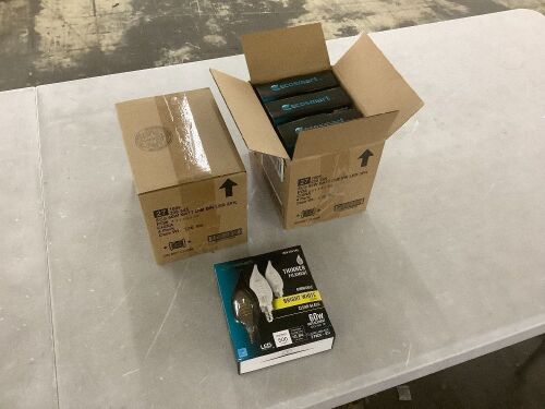 Lot of (8) 3 Pack EcoSmart 60-Watt Equivalent BA11 Dimmable E12 Candelabra Fine Bendy Filament LED Vintage Edison Light Bulb Bright White - Lot 309