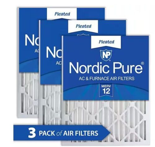 Nordic Pure 16 in. x 30 in. x 2 in. Allergen Pleated MERV 12 Air Filter, 3-Pack - Lot 540