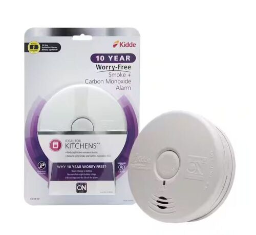 Kidde 10-Year Worry Free Smoke & Carbon Monoxide Detector, Lithium Battery Powered with Photoelectric Sensor - Lot 547