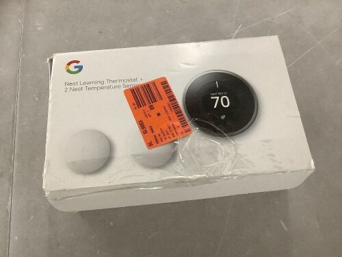 Google Nest Learning Thermostat, Smart Wi-Fi Thermostat Stainless Steel - Missing Temp Sensors  - Lot 614