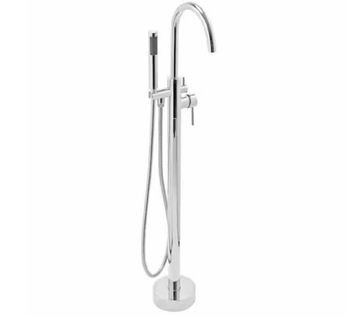 AKDY 1-Handle Freestanding Floor Mount Roman Tub Faucet Bathtub Filler with Hand Shower in Chrome - Lot 618