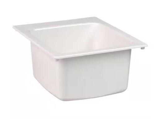 MUSTEE 17 in. x 20 in. Fiberglass Self-Rimming Utility Sink in White - Lot 608