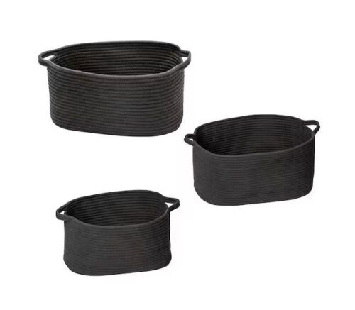 Honey-Can-Do Black Cotton Coil Baskets, Set of 3 - Lot 611