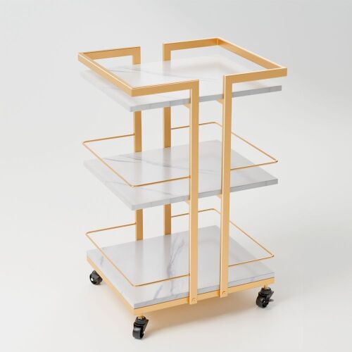 OmySalon Esthetician Trolley Cart w/Wheels & 3 Wood Shelves - Lot 749