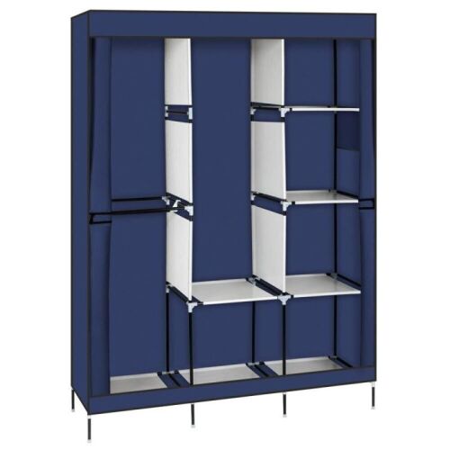  71" Portable Clothes Storage Wardrobe, Navy Blue  - Lot 818