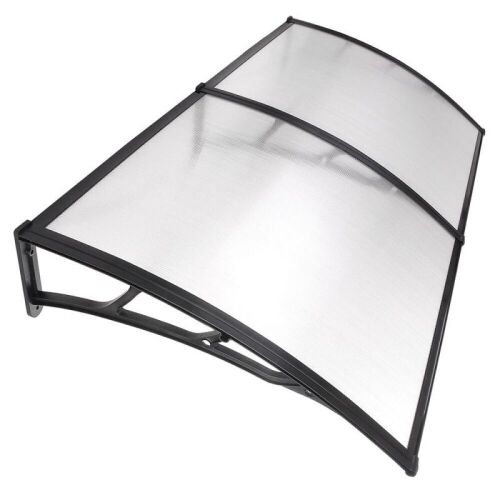   35"x 77" Door Window Outdoor Awning Patio Cover Black Bracket  - Lot 843