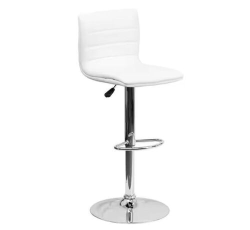 Flash Furniture White Vincent Upholstered Vinyl Adjustable Height Barstool with Footrest - Lot 211