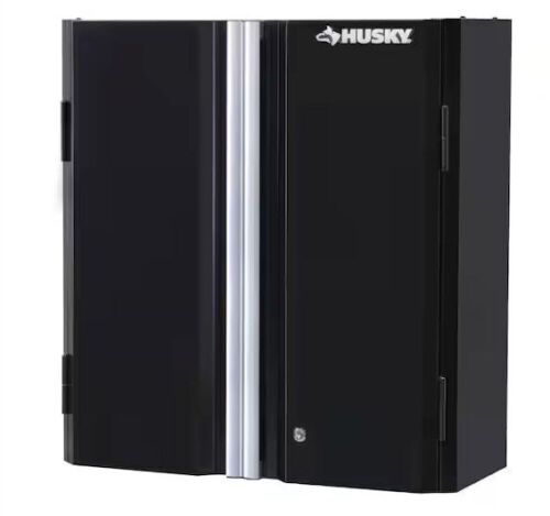 Husky Ready-to-Assemble 24-Gauge Steel Wall Mounted Garage Cabinet in Black, 28 in. W x 29.7 in. H x 12 in. D - Lot 71