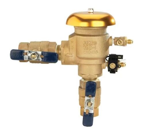 Febco 1 in. Bronze Pressure Vacuum Breaker Backflow Preventer with Quarter Turn Shutoff and Tee Handles, Freeze Sensor - Lot 505