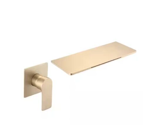 Single-Handle Wide Waterfall Wall Mounted Roman/Garden Bathtub Faucet in Brushed Gold - Lot 515