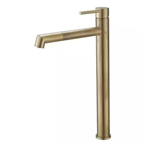 BWE Single Hole Single Handle Bathroom Vessel Sink Faucet With Supply Hose in Brushed Gold - Lot 706