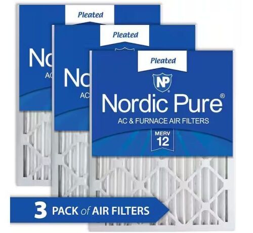  Nordic Pure 20 in. x 30 in. x 2 in. Allergen Pleated MERV 12 Air Filter (3-Pack) - Lot 711