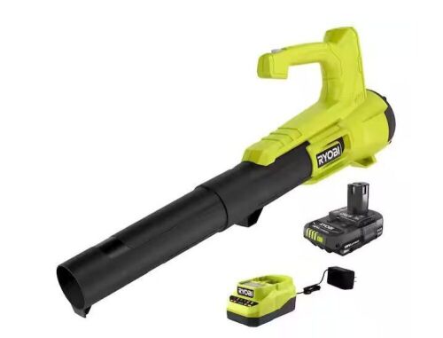 RYOBI ONE+ 18V 90 MPH 250 CFM Cordless Battery Leaf Blower/Sweeper with 2.0 Ah Battery and Charger - Lot 38