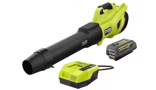RYOBI 40V HP Brushless Whisper Series 160 MPH 650 CFM Cordless Battery Leaf Blower with 4.0 Ah Battery and Charger - Lot 39