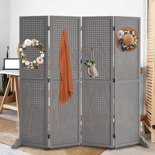 Freestanding Pegboard Room Divider 4 Panel  - Lot 787
