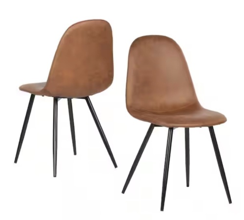 StyleWell Adenmore Brown Faux Leather Upholstered Dining Chair with Black Metal Legs, Set of 2  - Lot 83