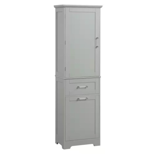 Polibi Gray 68.10 in. Accent Storage Cabinet with 2-Drawers and Adjustable Shelves - Lot 41