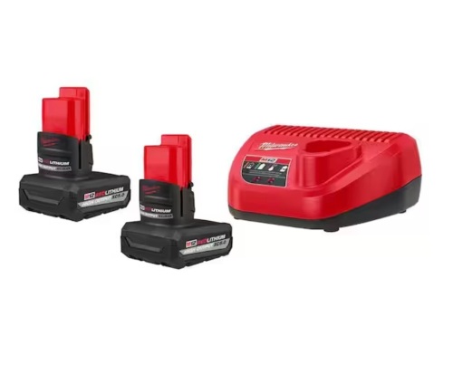 Milwaukee M12 12V Lithium-Ion XC High Output 5.0 Ah Battery Pack Starter Kit with Charger - Lot 66