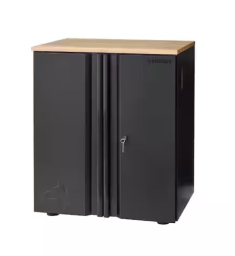Husky Heavy Duty Welded 20-Gauge Steel 2-Door Garage Base Cabinet, 28 in. W x 32 in. H x 21.5 in. D - Dent in Back  - Lot 68