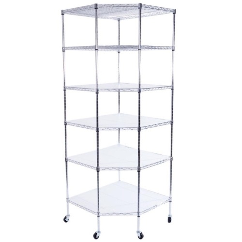 6-Tier Corner Steel Wire Shelving with Wheels  - Lot 204