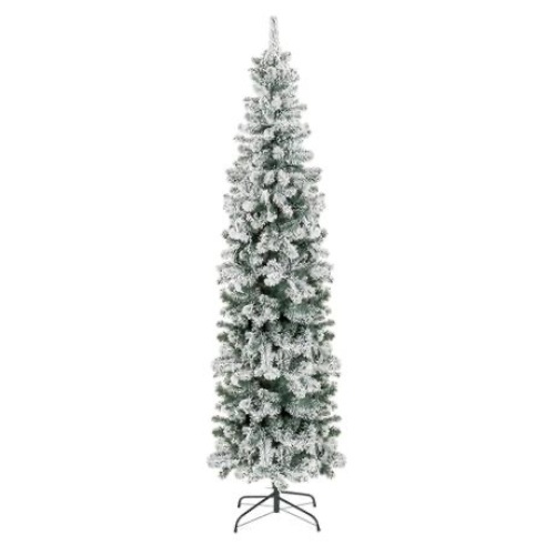7.5' Snow Flocked Artificial Pencil Christmas Tree w/ Stand - Lot 572