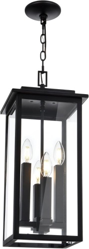 Outdoor Cage Pendant Light, Black Farmhouse Chandelier, 4 Light Lantern Hanging Pendant Light Fixture for Farmhouse Foyer Porch,Entryway - Lot 4714