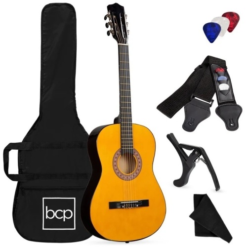 Beginner Acoustic Guitar Set w/ Case, Strap, Strings - 38in - Lot 5474
