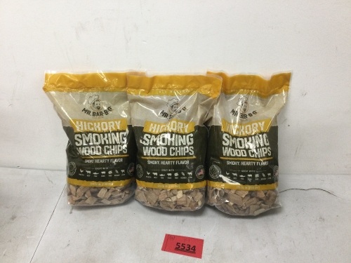 Hickory Wood Smoker Chips, All Natural Wood (Set of 3) - Lot 5534