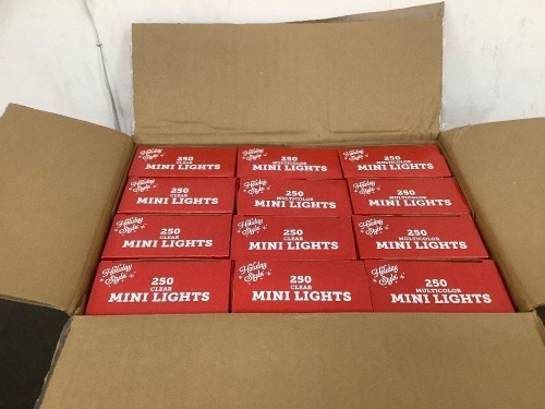 Box of 250 Clear/Multicolor Mini Lights 12ct - Lot 5574