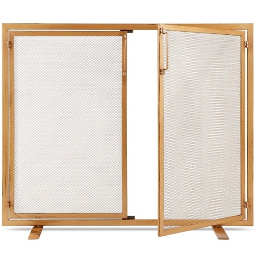 2-Door Wrought Iron Fireplace Screen w/ Magnetic Doors - 38.5x41in - Lot 5577