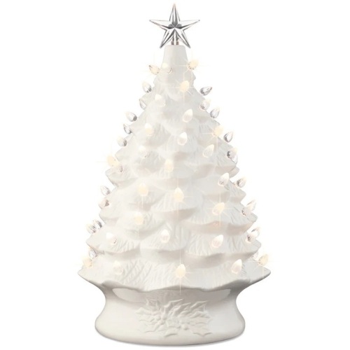 XL Pre-Lit Ceramic Christmas Tree Decoration w/ LED Light, Timer - 24in - Lot 5677